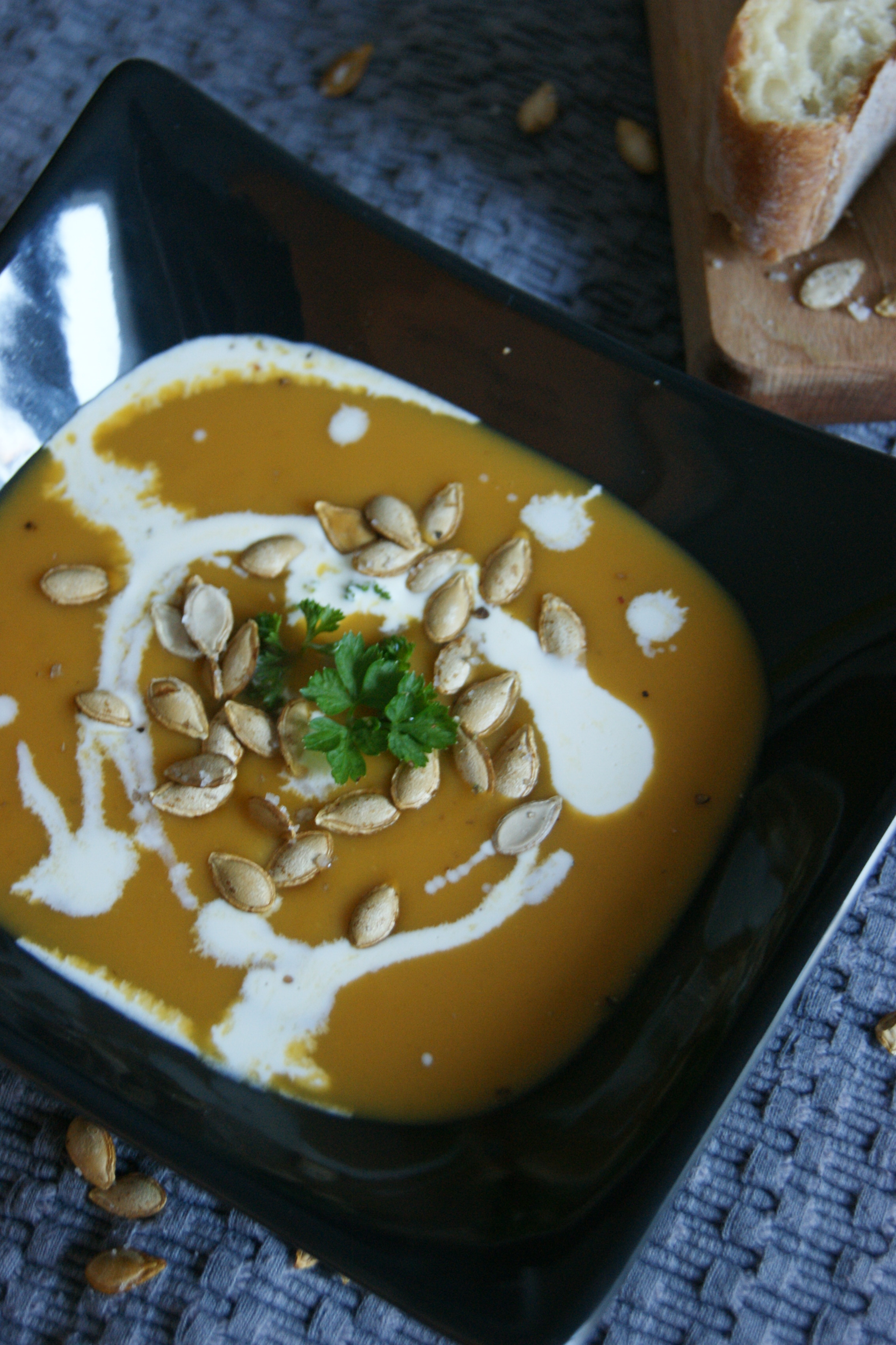 recette soupe butternut et graines de courge grillées
